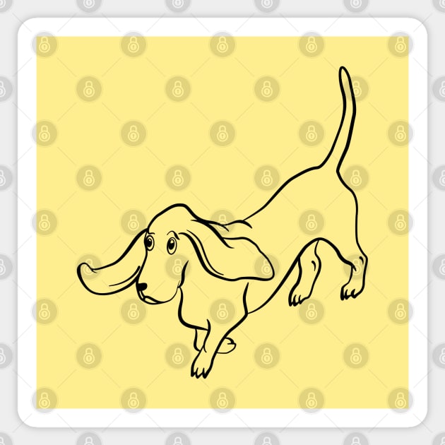 Trotting Basset Hound Sticker by illucalliart